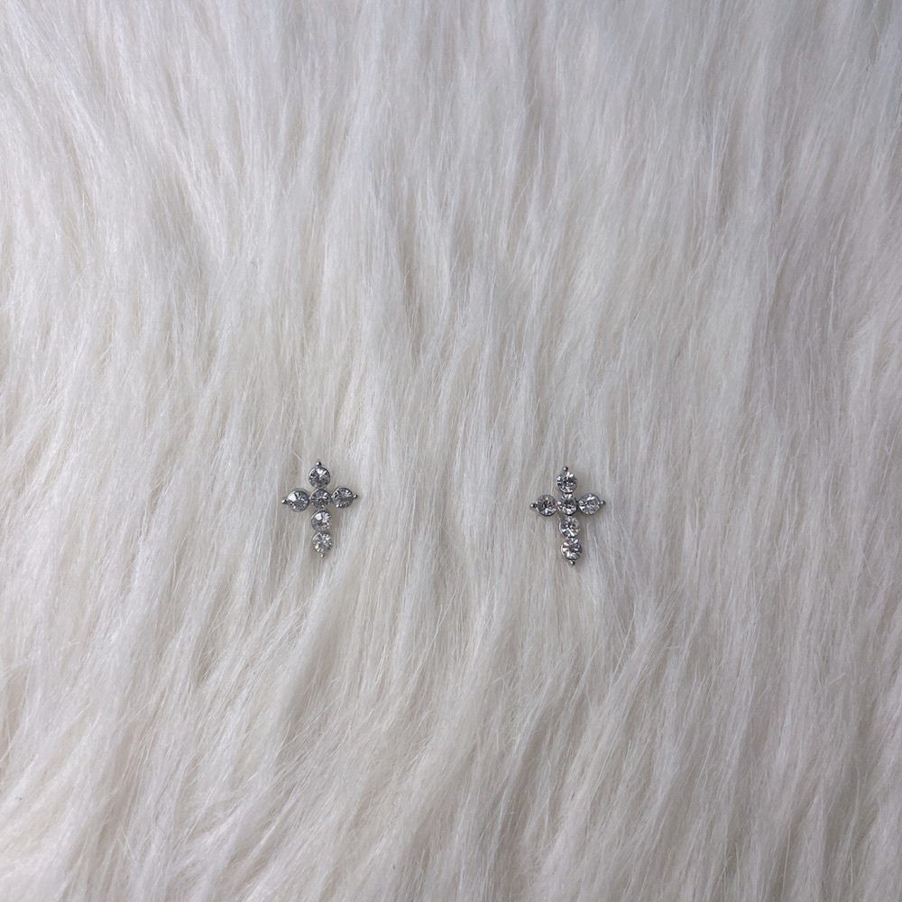 Silver Cross Stud Earrings